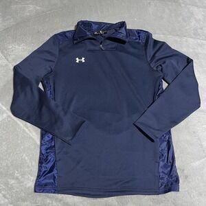 Under Armour Half Zip Sweatshirt Mens Medium Navy Blue Loose Activewear Outdoors